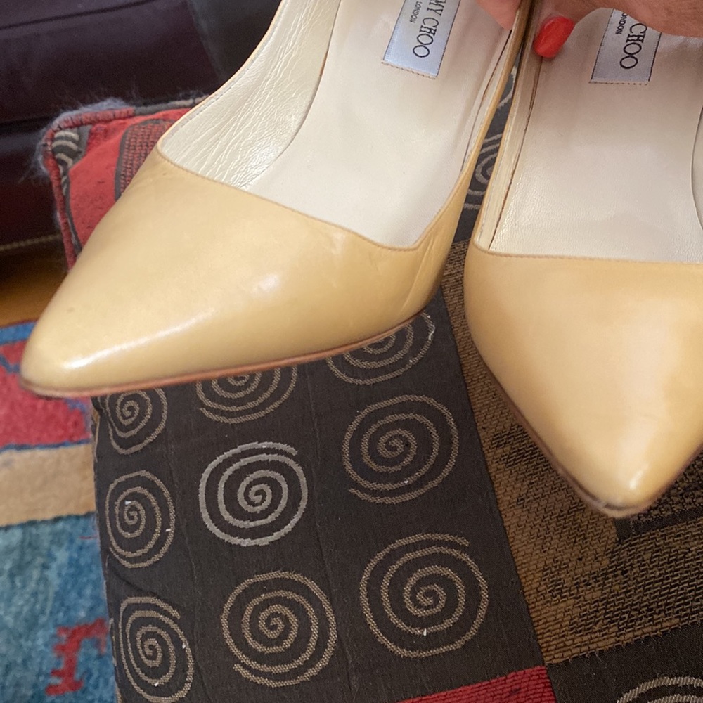 Jimmy Choo pointed toe heels beige/tan color